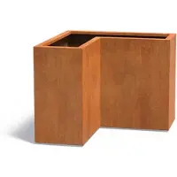 HetTuinstel.nl Cortenstaal plantenbak L-vorm L100xL100xB40xH80cm - Met bodem