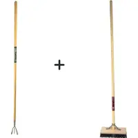 Synx Store Synx Tools Rechte Schoffel 20cm met Steel 160cm + Tuinkrabber 3 Tanden met Steel 150cm