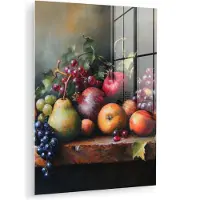 MuchoWow Glasschilderij 120x160 cm - Schilderij acrylglas - Rustiek - Stilleven - Fruit - Foto op glas - Muurdecoratie woonkamer - Wanddecoratie slaapkamer - Schilderijen
