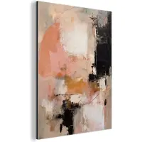 MuchoWow Aluminium schilderij 90x120 cm - Wanddecoratie metaal - Kunst - Abstract - Beige - Verf - Metalen muurdecoratie woonkamer - Decoratie industrieel - Foto op dibond - Industriële accessoires slaapkamer