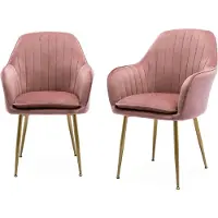 Sweeek Velours fauteuil met metalen poten (set van 2) Oudroze
