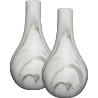 Ideas 4 Seasons Idea4seasons Bloemenvaas Dazzle - 2x - marmer look - Wit/goud - Keramiek - D14 cm x H26 cm - vaas