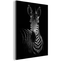 MuchoWow Aluminium schilderij 60x80 cm - Wanddecoratie metaal - Zebra - Dieren - Safari - Zwart - Metalen muurdecoratie woonkamer - Decoratie industrieel - Foto op dibond - Industriële accessoires slaapkamer