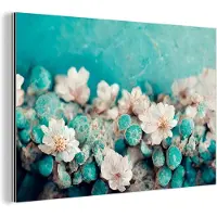 MuchoWow Aluminium schilderij 180x120 cm - Wanddecoratie metaal - Bloemen - Blauw - Natuur - Wit - Metalen muurdecoratie woonkamer - Decoratie industrieel - Foto op dibond - Industriële accessoires slaapkamer