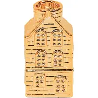 Housevitamin Kaarshouder - Huis - Keramiek - Goud - 6x5,5x11cm