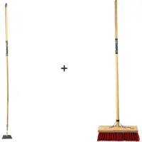 Synx Tools Rechte schoffel 16cm & Straatbezem Nylon 35CM - 170cm Staal Met Hilt- Nylon - Schoffel