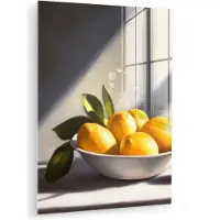 MuchoWow Glasschilderij 30x40 cm - Schilderij acrylglas - Citroenen - Stilleven - Geel - Foto op glas - Muurdecoratie woonkamer - Wanddecoratie slaapkamer - Schilderijen
