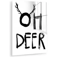 MuchoWow Glasschilderij 90x120 cm - Schilderij acrylglas - Quotes - Oh Deer - Kerst - Dieren - Gewei - Foto op glas - Muurdecoratie woonkamer - Wanddecoratie slaapkamer - Schilderijen