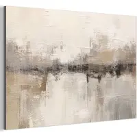 MuchoWow Aluminium schilderij 30x20 cm - Wanddecoratie metaal - Moderne kunst - Abstract - Beige - Metalen muurdecoratie woonkamer - Decoratie industrieel - Foto op dibond - Industriële accessoires slaapkamer