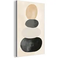 MuchoWow Aluminium schilderij 120x180 cm - Wanddecoratie metaal - Japandi - Wabi sabi - Beige - Metalen muurdecoratie woonkamer - Decoratie industrieel - Foto op dibond - Industriële accessoires slaapkamer