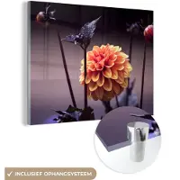 MuchoWow Glasschilderij 40x30 cm - Schilderij acrylglas - Bloemen - Chrysant - Macro - Planten - Foto op glas - Muurdecoratie woonkamer - Wanddecoratie slaapkamer - Schilderijen
