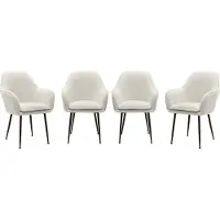 Sweeek - Set van 4 stoelen in bouclé met matzwarte metalen poten, shella, b 57 x d 59 x h 84,5