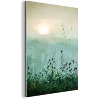 MuchoWow Aluminium schilderij 90x120 cm - Wanddecoratie metaal - Natuur - Vintage - Bloemen - Zon - Metalen muurdecoratie woonkamer - Decoratie industrieel - Foto op dibond - Industriële accessoires slaapkamer