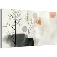 MuchoWow Aluminium schilderij 80x40 cm - Wanddecoratie metaal - Wabi sabi - Beige - Plant - Metalen muurdecoratie woonkamer - Decoratie industrieel - Foto op dibond - Industriële accessoires slaapkamer