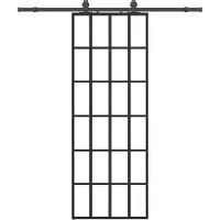 vidaXL - Schuifdeur - met - beslagset - 76x205 - cm - ESG - glas - zwart