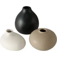 Boltze Set van 3 keramieken vaasjes in verschillende vormen zwart - wit - beige