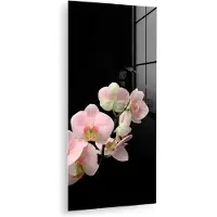 MuchoWow Glasschilderij 80x160 cm - Schilderij acrylglas - Orchidee - Bloemen - Roze - Stilleven - Flora - Foto op glas - Muurdecoratie woonkamer - Wanddecoratie slaapkamer - Schilderijen