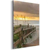 MuchoWow Aluminium schilderij 120x160 cm - Wanddecoratie metaal - Strand - Zee - Duin - Pad - Metalen muurdecoratie woonkamer - Decoratie industrieel - Foto op dibond - Industriële accessoires slaapkamer