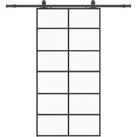 vidaXL Schuifdeur met beslag, zwart, 102x205 cm, veiligheidsglas