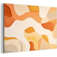 MuchoWow Aluminium schilderij 30x20 cm - Wanddecoratie metaal - Oranje - Abstract - Kunst - Metalen muurdecoratie woonkamer - Decoratie industrieel - Foto op dibond - Industriële accessoires slaapkamer