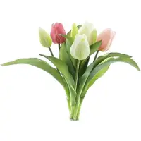 Exner Real touch tulpen - Bos met 7 stengels - Roze/wit - 31 cm