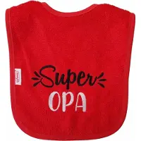 Funnies Rode slab met "Super Opa" - grootvader, babyshower, zwanger, cadeautje, kraamcadeau, grappig, geschenk, baby, tekst, rood