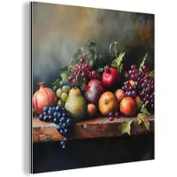 MuchoWow Aluminium schilderij 90x90 cm - Wanddecoratie metaal - Rustiek - Stilleven - Fruit - Metalen muurdecoratie woonkamer - Decoratie industrieel - Foto op dibond - Industriële accessoires slaapkamer