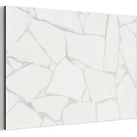 MuchoWow Aluminium schilderij 90x60 cm - Wanddecoratie metaal - Structuur - Steen - Wit - Grijs - Metalen muurdecoratie woonkamer - Decoratie industrieel - Foto op dibond - Industriële accessoires slaapkamer