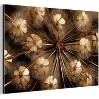 MuchoWow Aluminium schilderij 120x80 cm - Wanddecoratie metaal - Droogbloemen - Bruin - Natuur - Metalen muurdecoratie woonkamer - Decoratie industrieel - Foto op dibond - Industriële accessoires slaapkamer