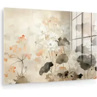 MuchoWow Glasschilderij 180x120 cm - Schilderij acrylglas - Bloemen - Japandi - Wabi sabi - Foto op glas - Muurdecoratie woonkamer - Wanddecoratie slaapkamer - Schilderijen