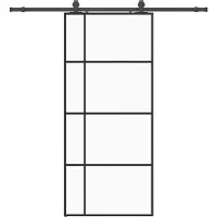 vidaXL Schuifdeur met beslag, zwart, 90x205 cm, veiligheidsglas
