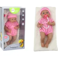 Lean Toys Speelgoed pop - roze outfit - 39x18x10 cm - beweegbaar