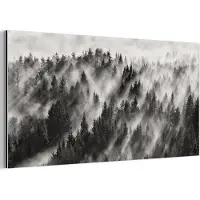 MuchoWow Aluminium schilderij 120x60 cm - Wanddecoratie metaal - Landschap - Mist - Bos - Natuur - Metalen muurdecoratie woonkamer - Decoratie industrieel - Foto op dibond - Industriële accessoires slaapkamer