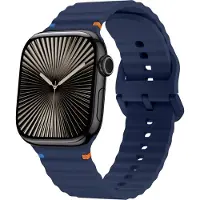 Strap-it Wave siliconen bandje met gespsluiting - geschikt voorApple Watch Series 1/2/3/4/5/6/7/8/9/10/11/SE/SE2/SE3 - Silicone band voor iWatch kleine maten 38mm 40mm 41mm 42mm (donkerblauw)