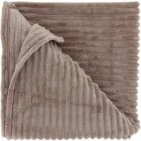 Unique living DEZ - Plaid - 150x200 cm - Ribmotief - Heerlijk zacht - Taupe