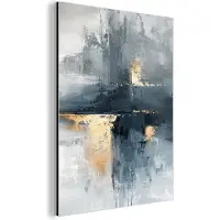 MuchoWow Aluminium schilderij 60x80 cm - Wanddecoratie metaal - Abstract - Verf - Kunst - Goud - Metalen muurdecoratie woonkamer - Decoratie industrieel - Foto op dibond - Industriële accessoires slaapkamer