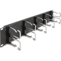 DeLOCK 19″ Cable Management Routing Panel with 10 metal hooks 2U black
