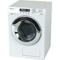 KleinToys Toys Miele wasmachine - 18,5x26x18 cm - incl. roterende trommel, watertoevoer, waterafvoer en geluidseffecten - wit