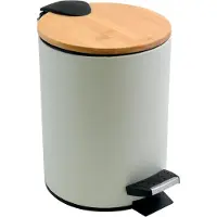 Article Sans Marque Pedaalemmer 3L - ADONIS - Prullenbak Badkamer - Bamboo - Wit