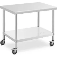 Royal Catering RVS tafel met wielen - PREMIUM - 70 x 100 cm - 155 kg -