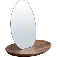 Spirella Houten Make-up Spiegel – Cosmeticspiegel van Hout met Afneembare Spiegel – Badkamerspiegel 21x14x20 cm