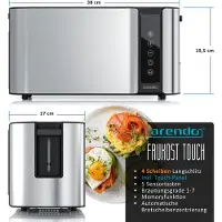 Arendo ontbijtset, 2-delig, bestaande uit: waterkoker ELEGANT 1,5 liter, 2000W, met temperatuurregeling, en een broodrooster FRUKOST TOUCH met 4 sleuven, 1500W. Keukengadgets in zilver