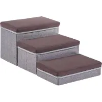 En.casa Hondentrap Vojens loopplank 75x40x30 cm donkerbruin en grijs []