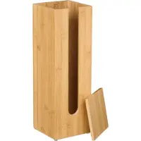 Relaxdays wc papier houder - deksel - voor 4 rollen - 42x13,5x13,5 cm - staand - bamboe