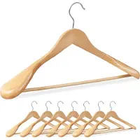 Relaxdays houten kledinghangers - set van 8 - brede schouders - 45 cm breed - natuur