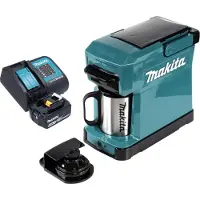 Makita DCM 501 SG snoerloos koffiezetapparaat 12 V max. / 18 V + 1x oplaadbare batterij 6,0 Ah + lader, Filterkoffiezetapparaat