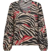ONLY Blouse 'JDYPhilippa' lichtbruin / donkerrood / zwart