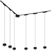 QAZQA Modern railsysteem met 6 zwarte pendellampen 1-fase - Magnetic Lance