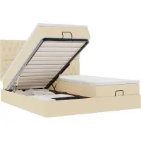 vidaXL Ottoman bed met matrassen 180x200cm stof crèmekleurig