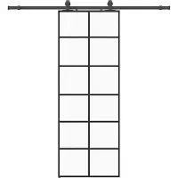 vidaXL Schuifdeur met beslagset 76x205 cm ESG glas zwart